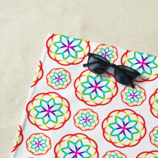 Rainbow Circle Pattern Boho Beach Towel