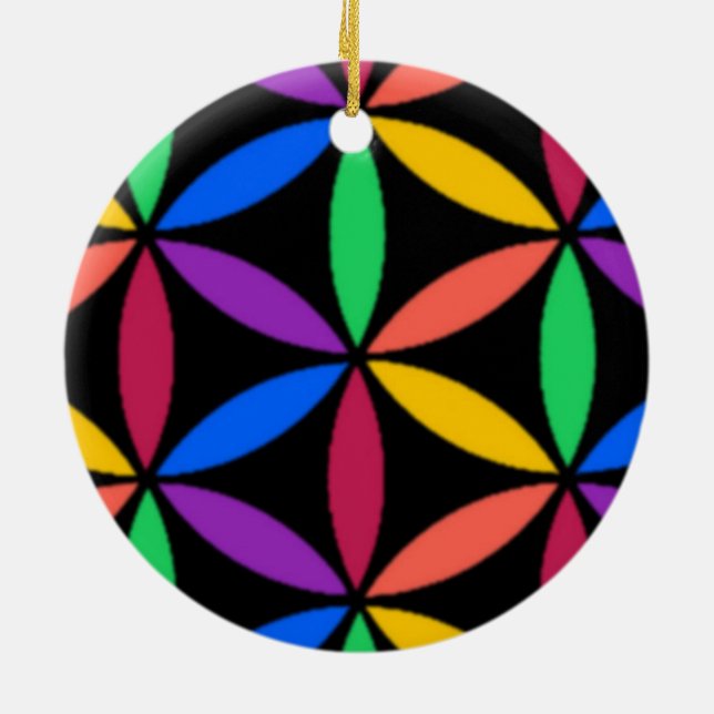 Rainbow circles ceramic tree decoration (Back)