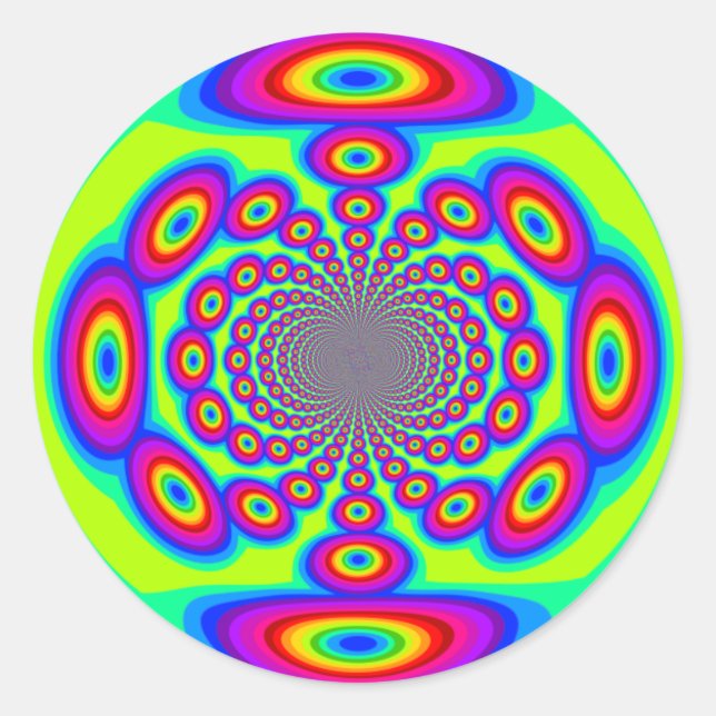 Rainbow circles classic round sticker (Front)