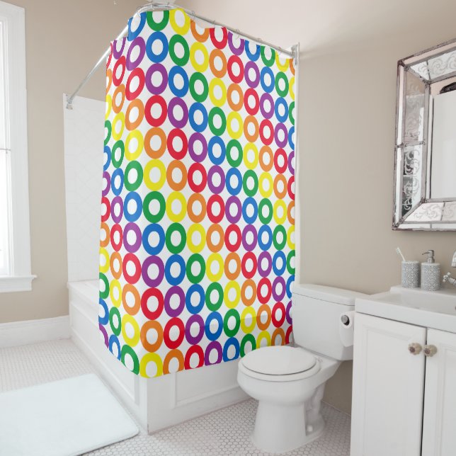 Rainbow Circles Shower Curtain (In Situ)