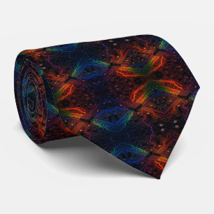 Rainbow Circuit Board Necktie – Colourful Tech Gee