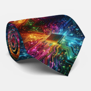Rainbow Circuit Board Necktie – Colourful Tech Gee