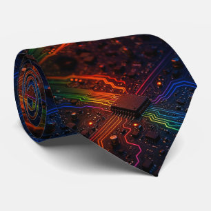 Rainbow Circuit Board Necktie – Colourful Tech Gee