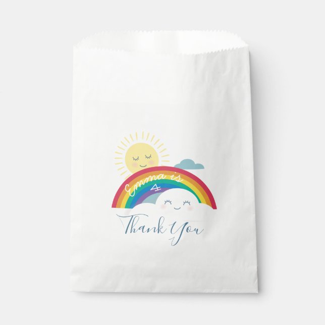 Rainbow Cloud and Sun Birthday Favour Bag (Front)