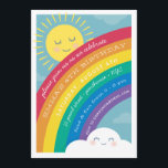 Rainbow Cloud and Sun Birthday Invitation<br><div class="desc">A happy sun and cloud with a bright rainbow invite your guests to a colourful event. Features text curved inside the rainbow and fun mixed fonts perfect for any children's party.</div>