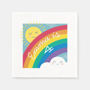 Rainbow Cloud and Sun Birthday Napkins