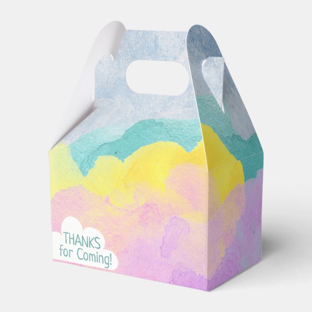 Rainbow Cloud Birthday Party Colourful Girl  Favour Box (Front Side)