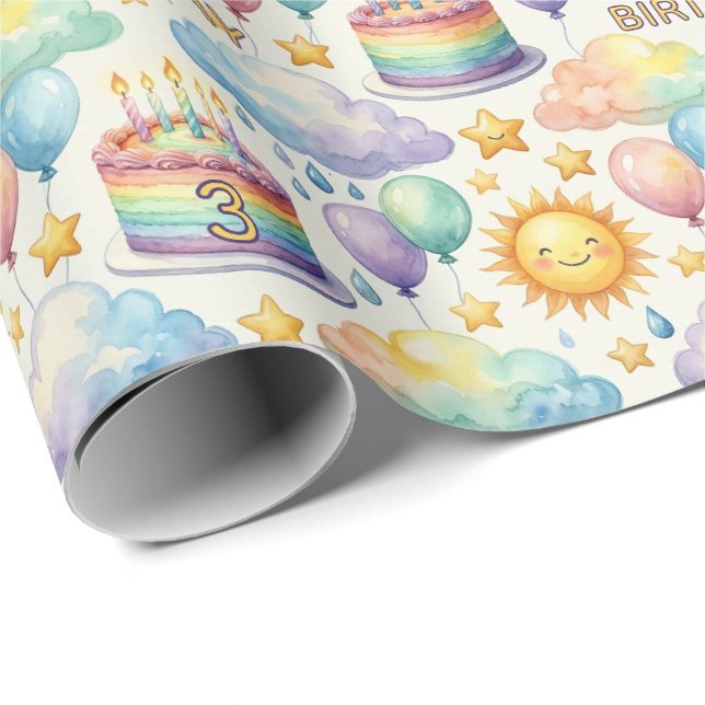 Rainbow Cloud Birthday Wrapping Paper (Roll Corner)