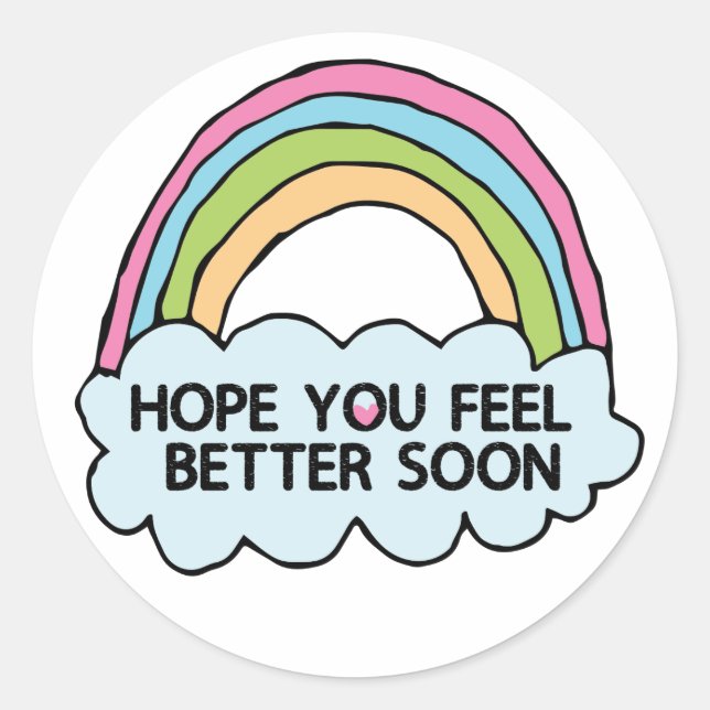 Rainbow Cloud Clip Art Sending You Well Wishes Classic Round Sticker (Front)