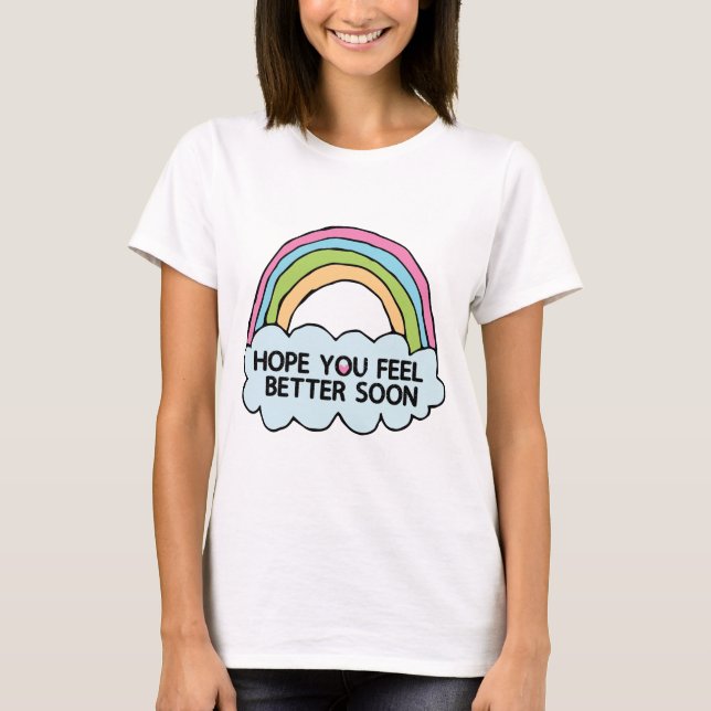 Rainbow Cloud Clip Art Sending You Well Wishes T-Shirt (Front)