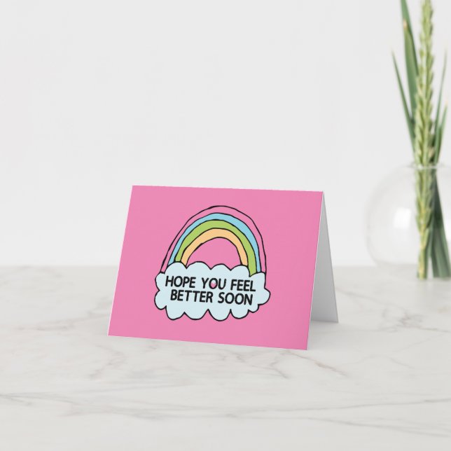 Rainbow Cloud Clip Art Sending You Well Wishes Thank You Card (Front)