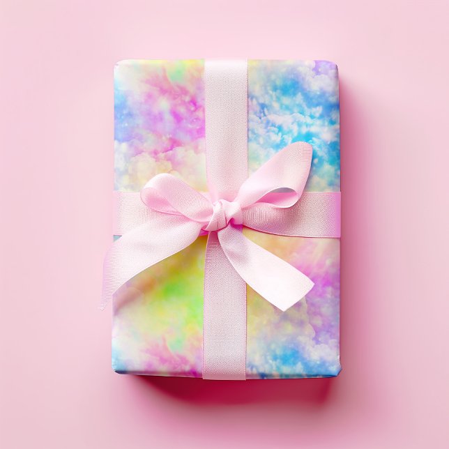 Rainbow Cloud Colourful Tie Dye Neon Sky Wrapping Paper (Creator Uploaded)