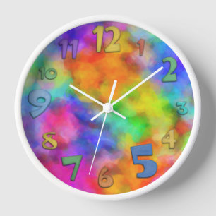 Rainbow Cloud Colours Clock