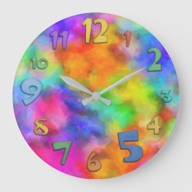 Rainbow Cloud Colours Large Clock (Front)
