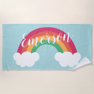 Rainbow Cloud Cute Modern Kids Beach Towel