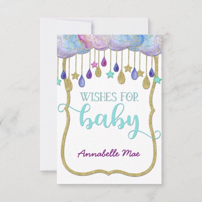 Rainbow Cloud Gold Glitter Wishes for Baby Shower Invitation (Front)