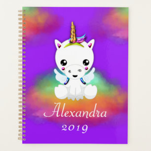 Rainbow Cloud Unicorn on Purple Planner