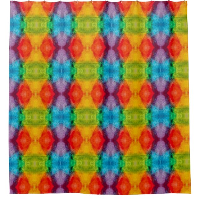 Rainbow Cloud Watercolor Art Shower Curtain (Front)
