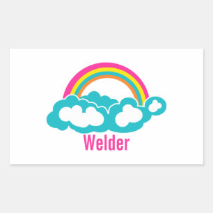 Rainbow Cloud Welder Rectangular Sticker