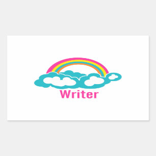 Rainbow Cloud Writer Rectangular Sticker