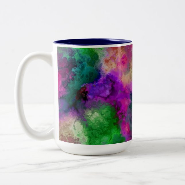 Rainbow Clouds Abstract Two-Tone Coffee Mug (Left)