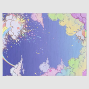 Rainbow Clouds and Confetti Birthday Gift Wrap Tissue Paper