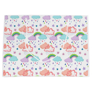 Rainbow, clouds and star gift bag