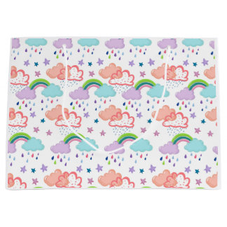Rainbow, clouds and star gift bag