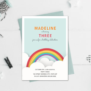 Rainbow Clouds Birthday Party Invitation