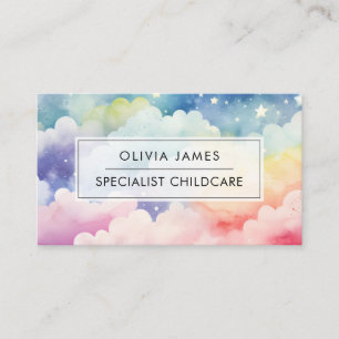 Rainbow Clouds Childcare Babysitter Daycare Nanny Business Card