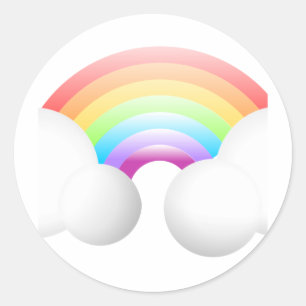 Rainbow & Clouds Classic Round Sticker