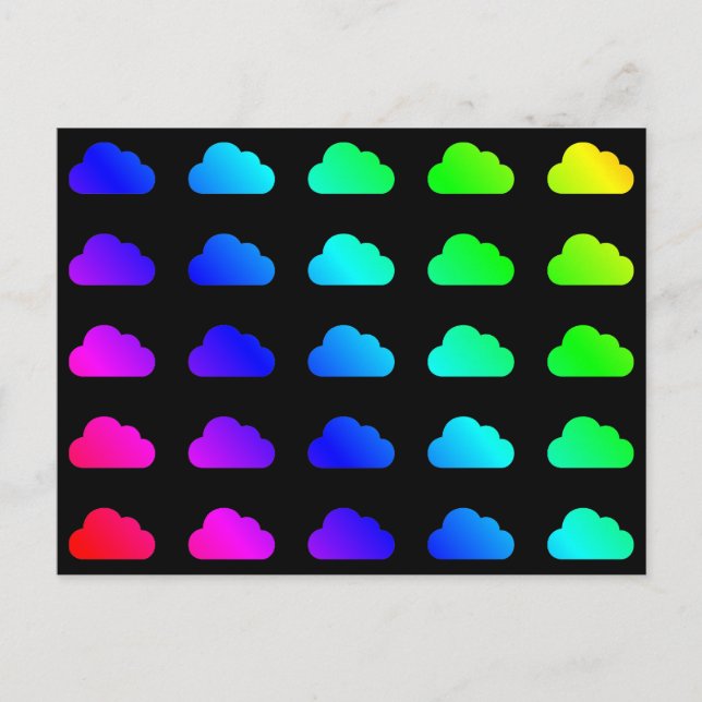 Rainbow Clouds Colourful Multicolor Kawaii Clipart Postcard (Front)