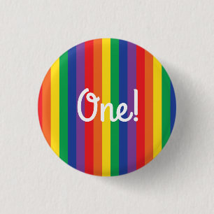 Rainbow & Clouds Cute 1st Birthday Party 3 Cm Round Badge