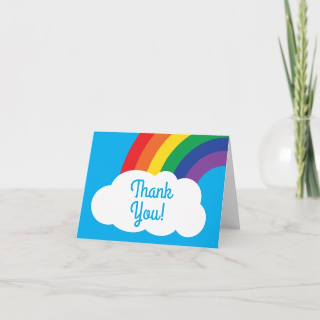 Rainbow & Clouds Cute 1st Birthday Party Card (Front)