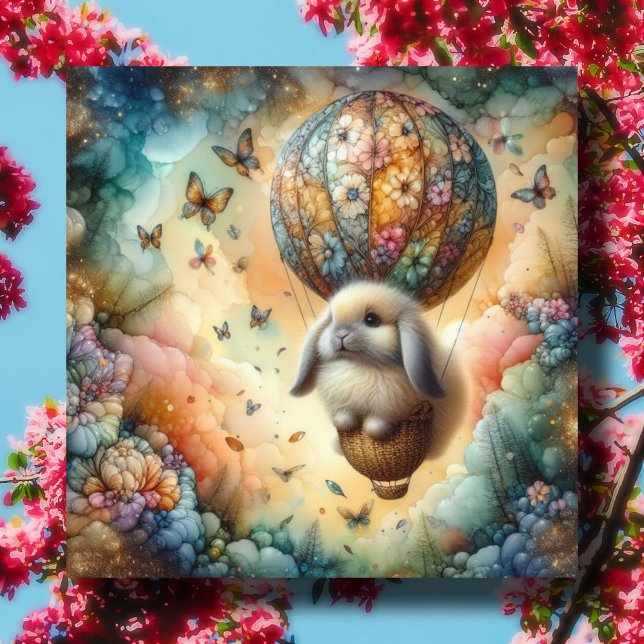 Rainbow Clouds Cute Bunny Christian Easter  Holiday Card (Creator Uploaded)