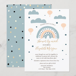 Rainbow,Clouds,DotsBaby Shower By Mail Invitation