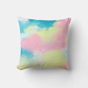 Rainbow clouds glitter sparkle stars cushion