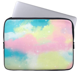 Rainbow clouds glitter sparkle stars laptop sleeve