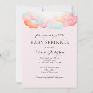 Rainbow Clouds Pink Baby Sprinkle Invitation