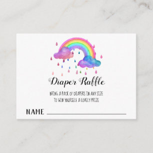 *~* Rainbow Clouds Rain Drops Diaper Raffle Enclosure Card