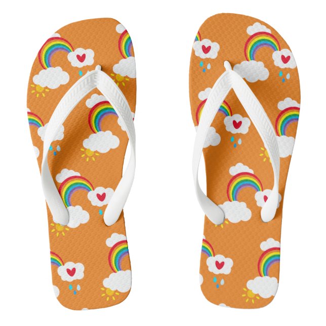 Rainbow, Clouds, Rain & Sun Flip Flops (Footbed)