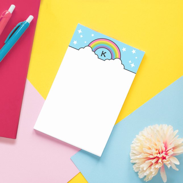 Rainbow Clouds & Stars Monogram Post-it Notes (Creator Uploaded)
