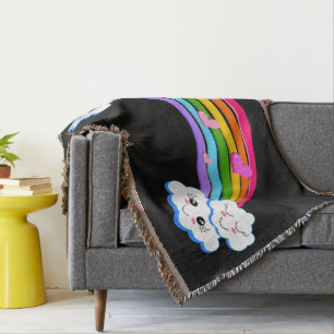 Rainbow Clouds Throw Blanket