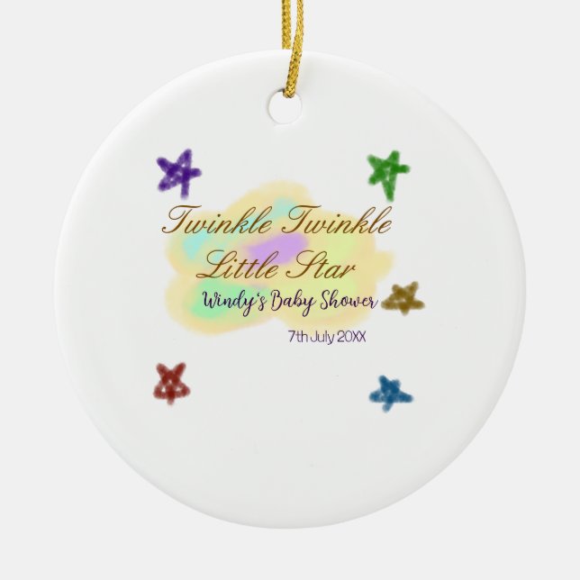 Rainbow clouds twinkle Twinkle Little Star baby Ceramic Tree Decoration (Front)