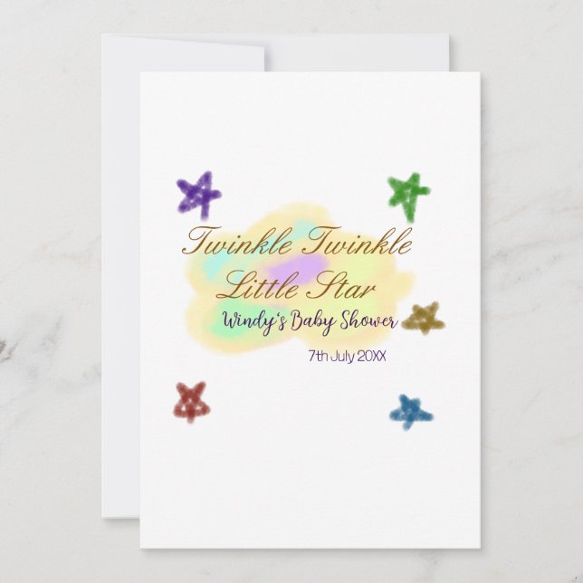 Rainbow clouds twinkle Twinkle Little Star baby Invitation (Front)