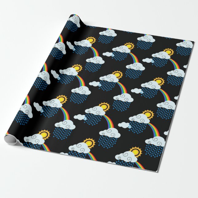 Rainbow Clouds Wrapping Paper (Unrolled)