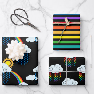 Rainbow Clouds Wrapping Paper Sheet