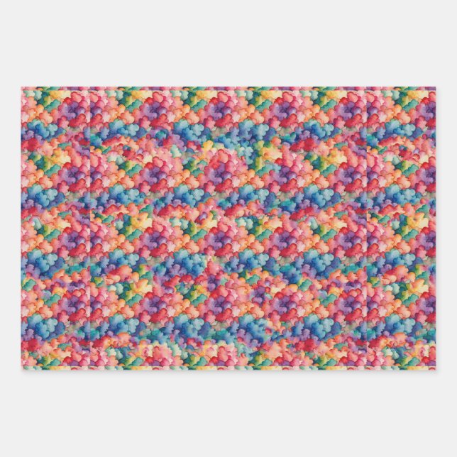 Rainbow Clouds Wrapping Paper Sheet (Front)