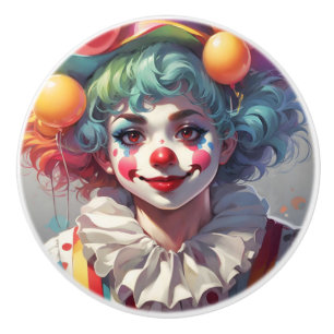 Rainbow Clown Kid's Room Ceramic Knob