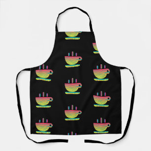 Rainbow Coffee Cups Black  Apron